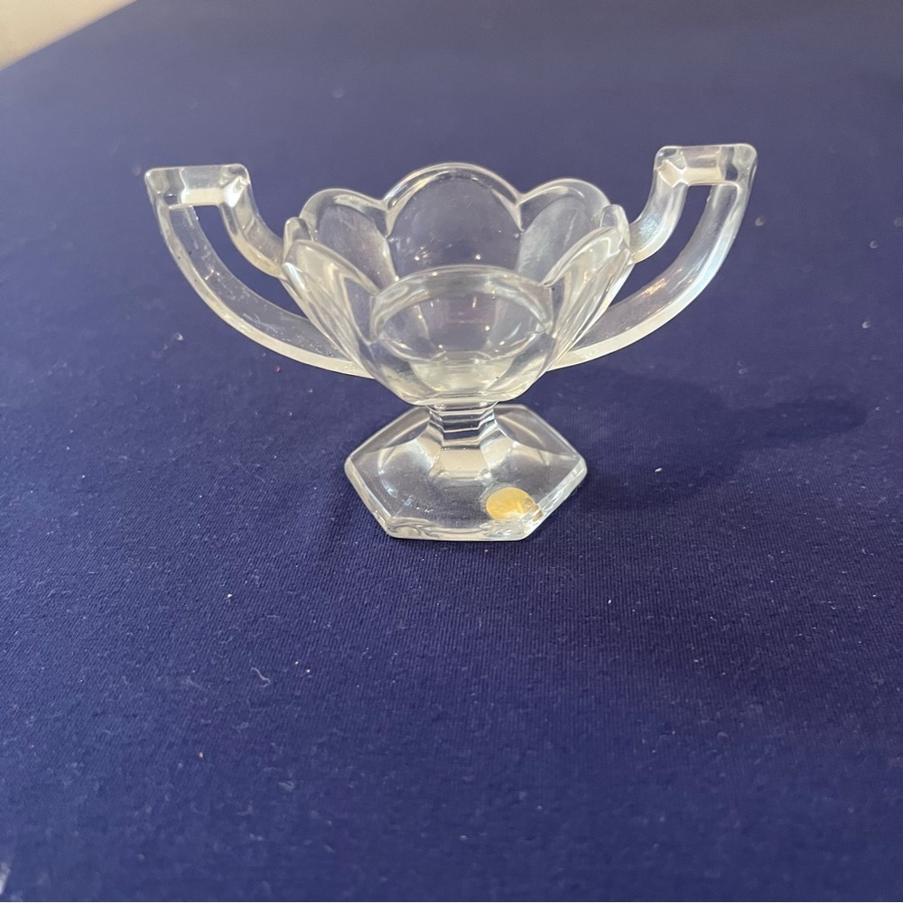 Vintage Open Salt Cellar Trophy Shape Clear Glass